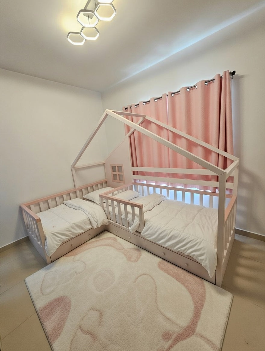 L-shaped Twin House Bed