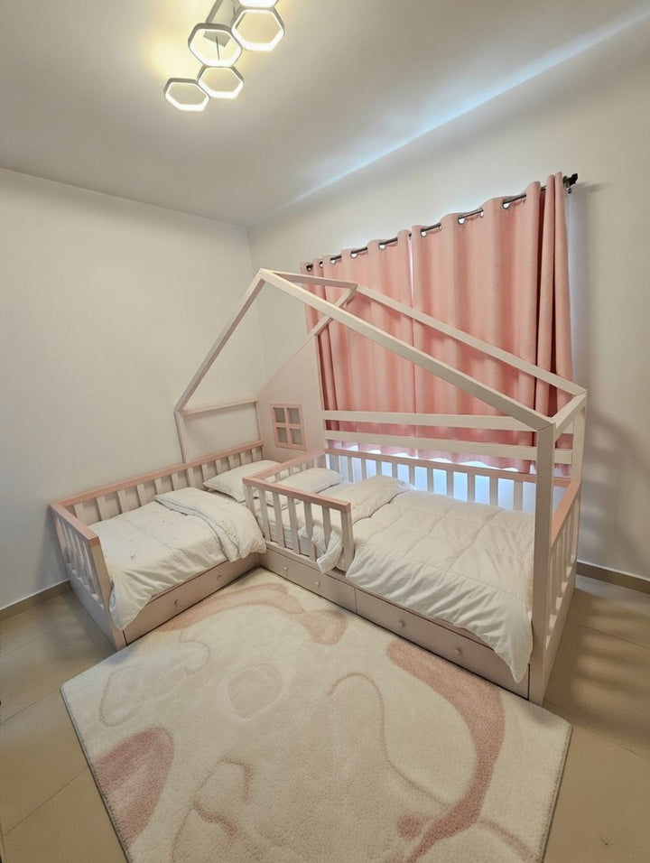 L-shaped Twin House Bed