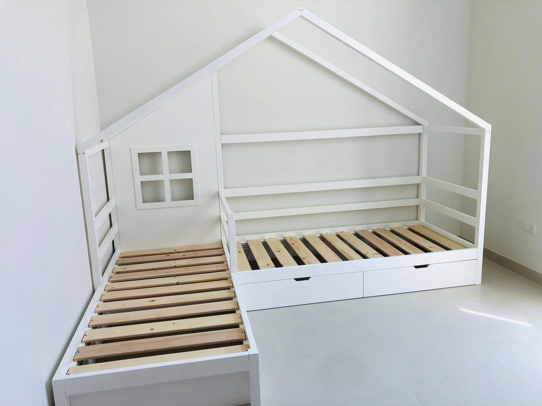 L-shaped Twin House Bed