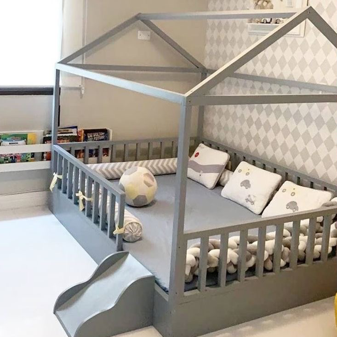 Montessori House Floor Bed with Slide