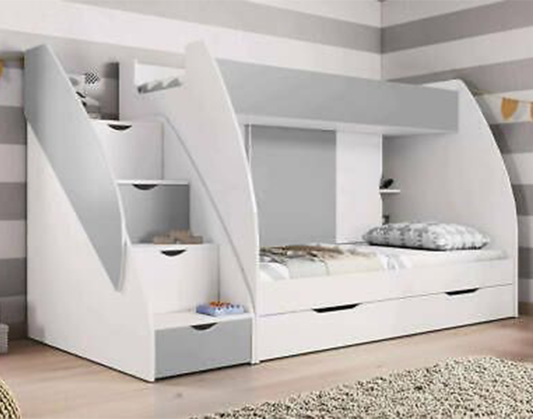 Twin Bunk Bed with Stairs, Storage and Trundle