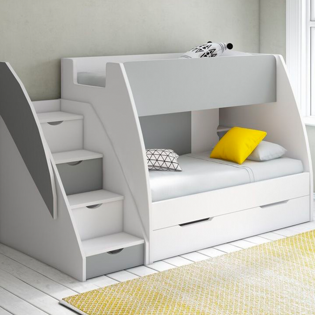 Twin Bunk Bed with Stairs, Storage and Trundle