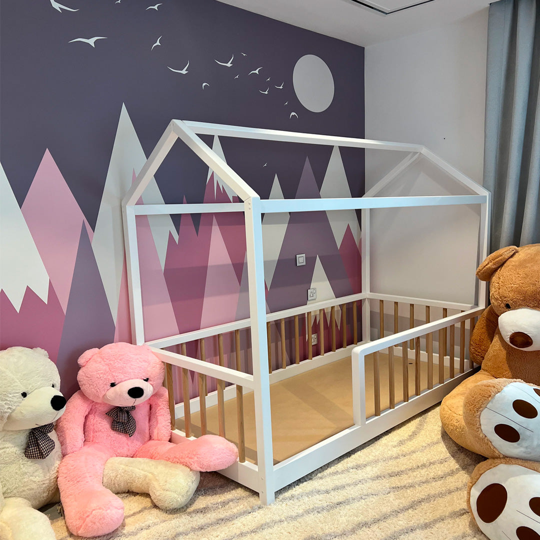 Noora - Montessori Toddler House Floor Bed- Round Rails