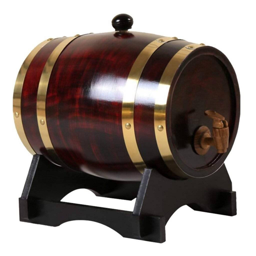 Decorative Oak Barrel Wine Dispenser with Stand